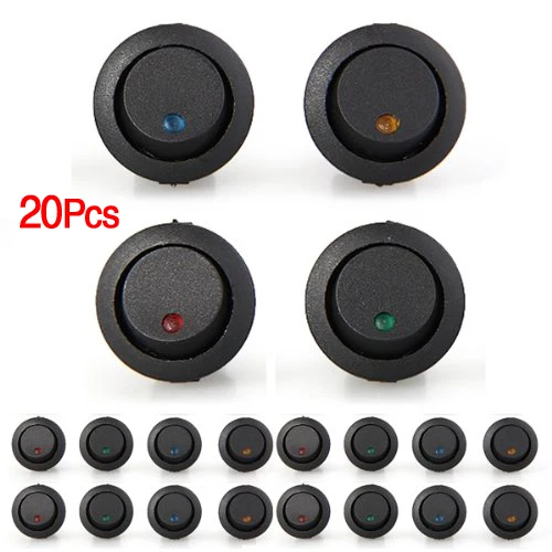 

20X Rocker Switch With Bipolar ON OFF LED Multicolor 3 Pins