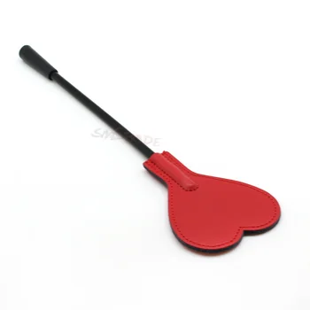 smspade 40cm PU leather spanking horse riding crop whip,paddle, bondage sex flirting heart-shape long spanker whip for couples 2