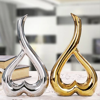 

Europe Style fashion home decor modern floral organ master ceramic heart shaped vase ornaments wedding Party Decoration