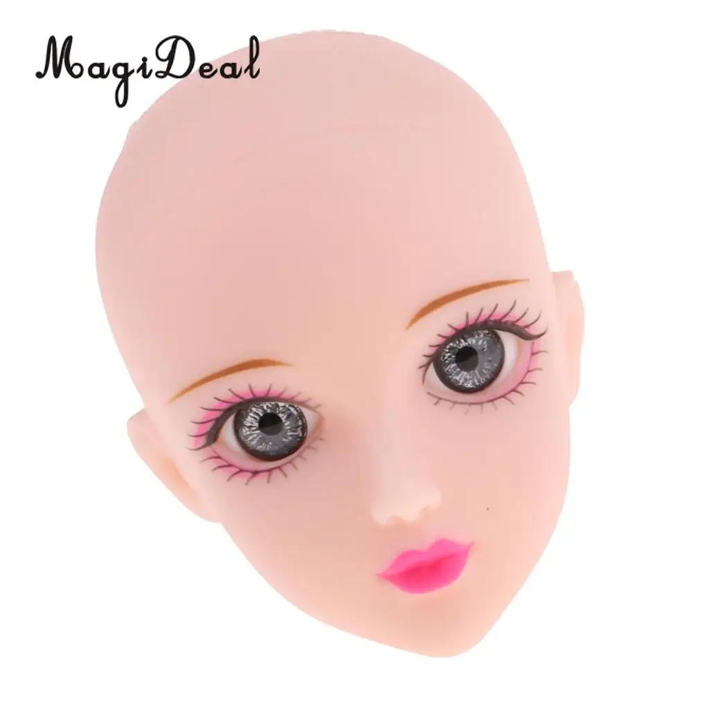Jointed Girl Doll Head with Gray Eyes for 1/6 BJD Doll Body Parts Accessory