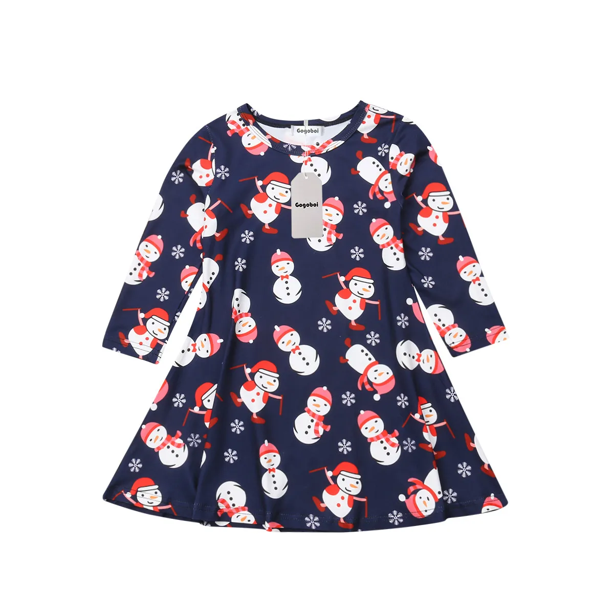 

Newborn Kids Baby Girls Christmas Snowman Snowflake Long Sleeve Party Tutu Dress