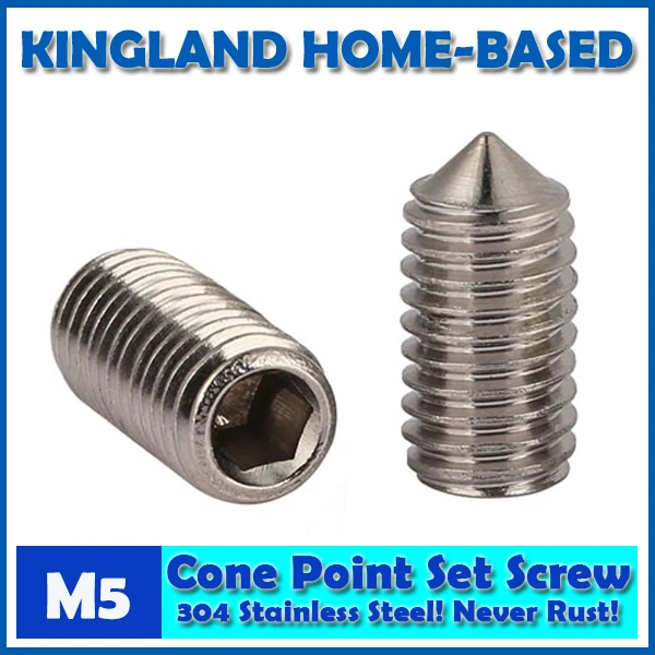 M5 DIN914 Hex Socket Flat Head Set Machine Screws With Cone Point 304 Stainless Steel DIY Repair Fastening Screw | Обустройство дома