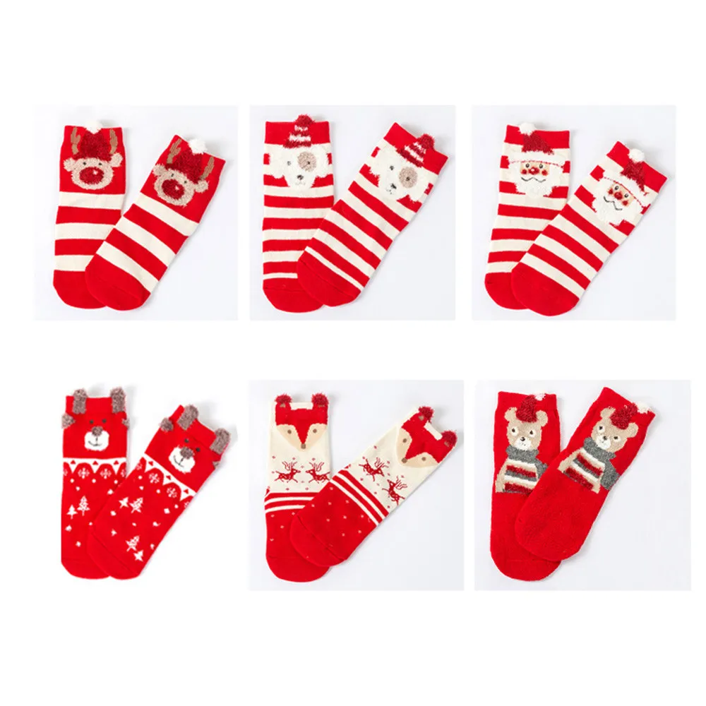

3Pairs baby girl boys Children's Socks Winter Warm Floor Footwear Christmas Baby Infant Socks Newborn Cotton Anti-slip Socks Set