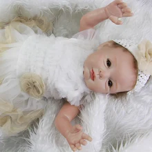 Truly Real Lifelike Newborn Princess Girl Babies 22 Inch 55 CM Realistic Reborn Dolls Handmade Toy With Dress Kids Playmate