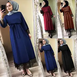 Женское мусульманское платье 2019 Топ Vestidos abaya Дубай Рамадан кафтан марокканский мусульманское платье Турецкий