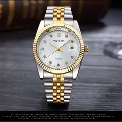 2018 WLISTH марка Дата Водонепроницаемый кристаллы Для мужчин часы Сталь наручные часы Бизнес Любителя Платье Подарок Часы Montre Homme Reloj