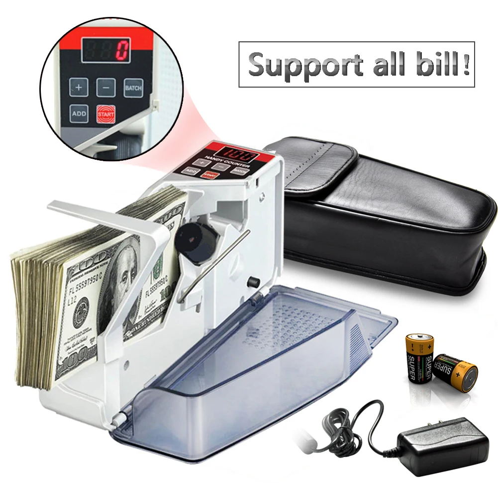 

Mini Portable Handy Money Counter for most Currency Note US/EU Bill Cash Counting Machine Financial Equipment