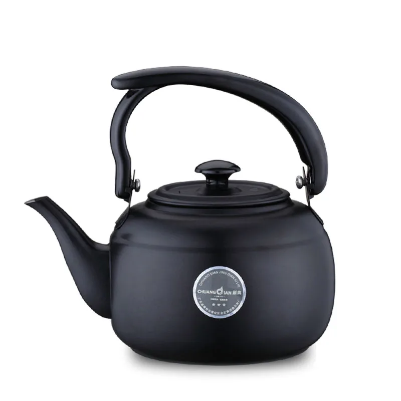 1Л высококачественный чайник из нержавеющей стали для воды, креативная Толстая чайная кастрюля для индукционной плиты, газовая плита, чайник, кофейник - Цвет: Черный