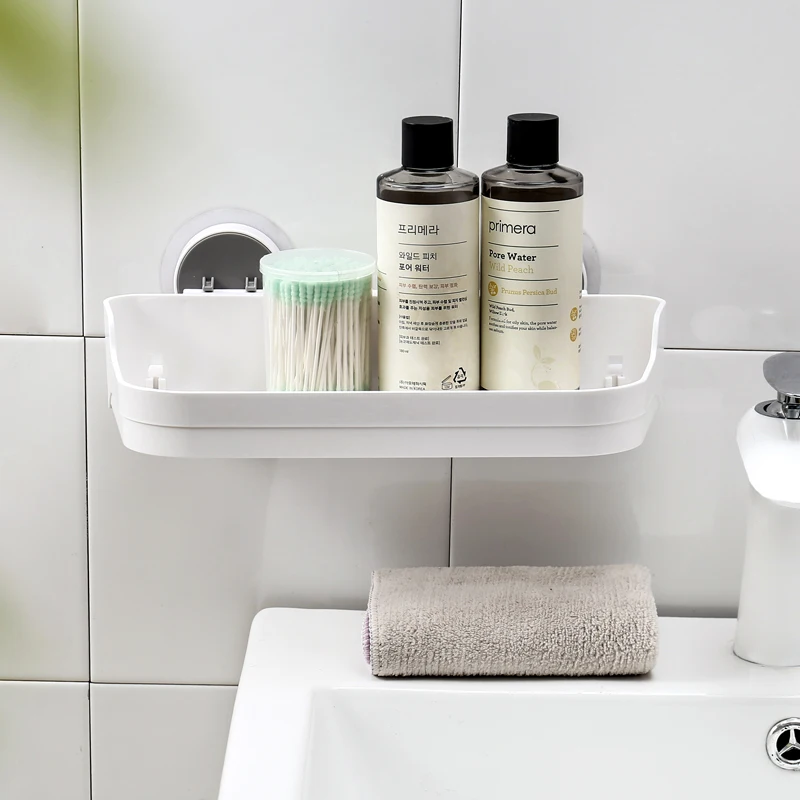 البلاستيك الحمام المطبخ تخزين الرف الذاتي لاصق جدار حامل رف للتخزين الحمام أشتات حامل