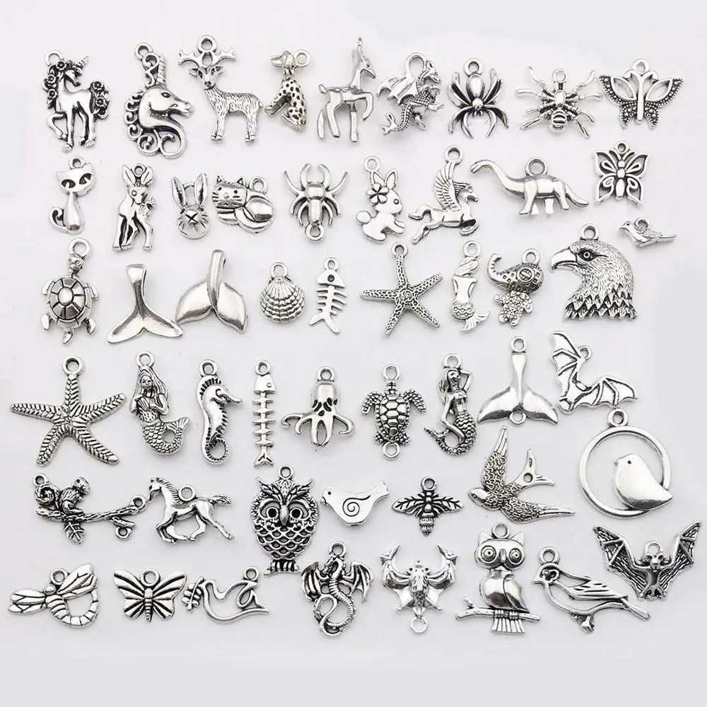 

Vintage Mixed 10/20pcs Metal Animal Fishstar Charms Beads DIY for Bracelet Clips Handmade Pendant Neacklace Jewelry Findings