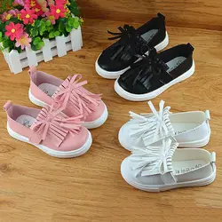 Повседневная обувь принцессы с кисточками, Милые Удобные весенне-осенние туфли для маленьких девочек, детские кроссовки для малышей