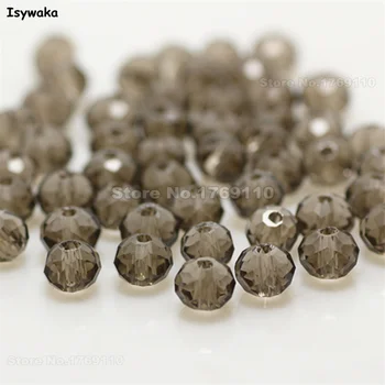 

Isywaka Gray Color 4*6mm 50pcs Rondelle Austria faceted Crystal Glass Beads Loose Spacer Round Beads for Jewelry Making