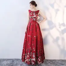 Вечернее платье с принтом Flora It's YiiYa, Полные платья O-образным вырезом, без рукавов, A-Line Глубокий синий, Длинные платья для вечеринок, весна-лето, IIY030