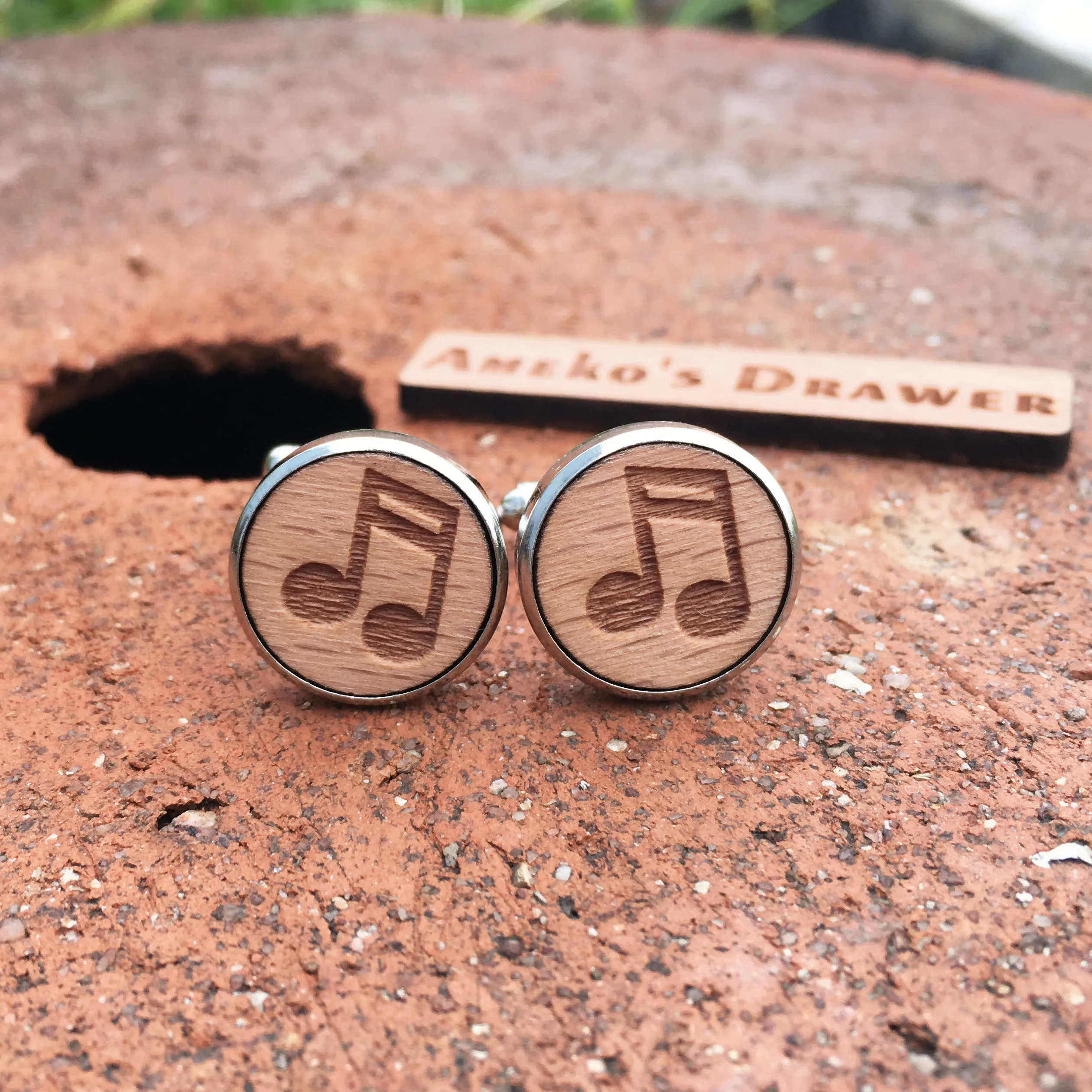 

Music Wood Cufflinks Musical Note Wooden Cufflink Musician Suit & Tie Accessories Singer Groomsmen Gift X 1 Pair