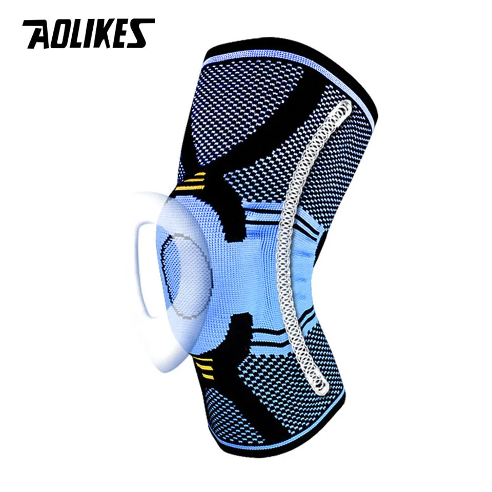AOLIKES 1 пара для баскетбола, для бега, для весны, поддержка силиконовых мягких наколенников, поддержка брекета, Meniscus, коленная чашечка, защита спортивной безопасности