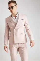 2 шт. розовый мужской костюм (Джекет + брюки для девочек) на заказ лёгкие дышащие человек прохладный заказ Лето свадебный наряд для мужчин