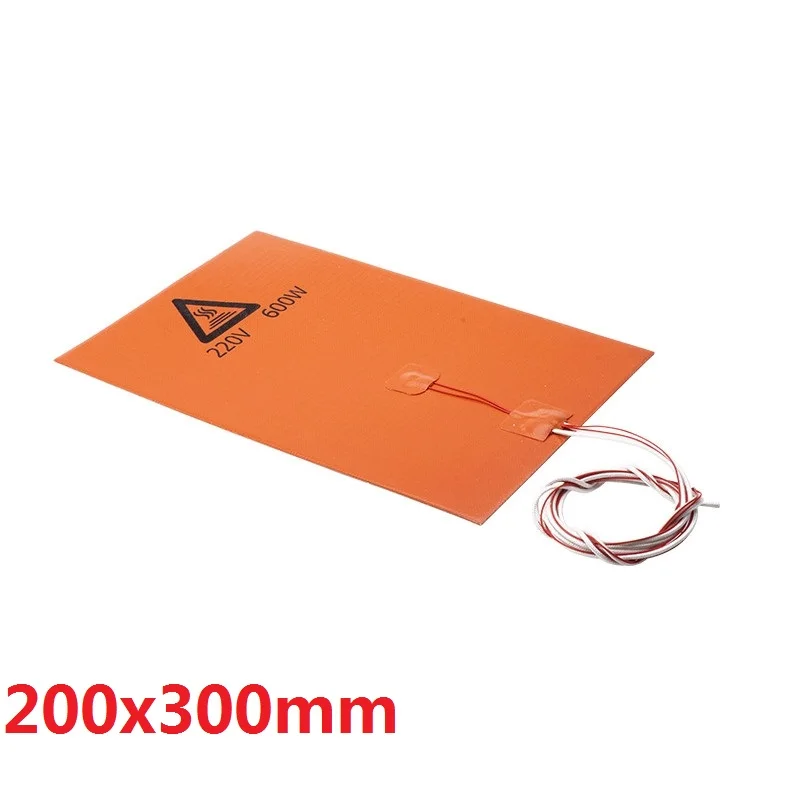 

200x300mm 220V 600W Silicone Heated Bed Heating Pad For 3D Printer with PSA on back, NTC 100K