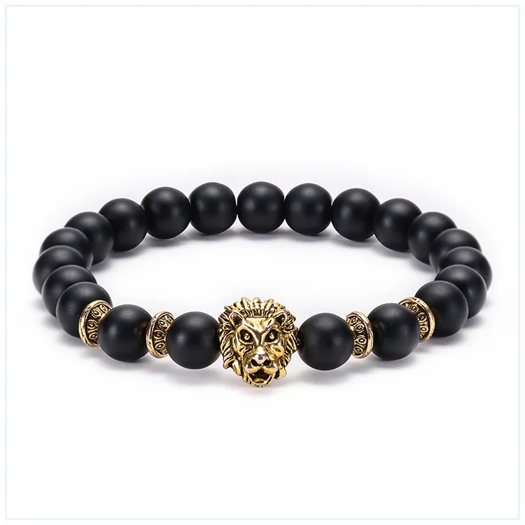 Черный матовый камень лев Сова Будда браслет Pulseira мужские ювелирные изделия браслеты для женщин талисманы подарки Feminina Bileklik