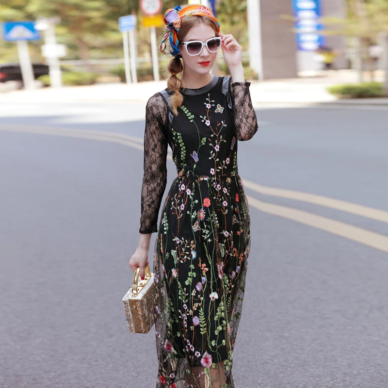 sheer black dress with flowers