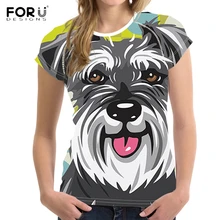 FORUDESIGNS/милая собака породы шнауцер, женские футболки с круглым вырезом, модная дышащая футболка с короткими рукавами, Harajuku, футболка для фитнеса