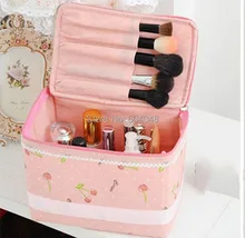Hot Pink Cherry Lady Makeup Cosmetic Case Toiletry Bag Travel Handbag Storage box cosmetic bag