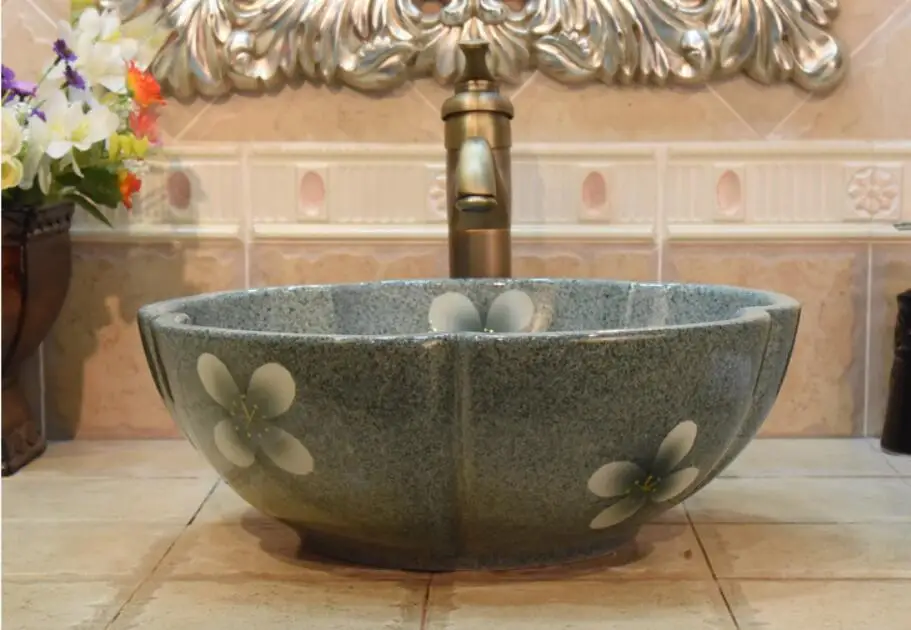 جولة الحمام السيراميك حوض غسيل مكافحة الأعلى بالوعة مرحاض الخزف الغرور سفينة عاء jyx014