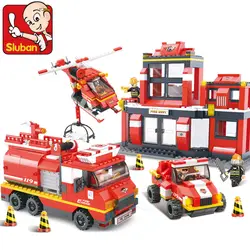 Sluban 0226 модель строительные наборы город Пожарная служба 3D блоки обучающая модель строительные игрушки хобби для детей подарок DIY