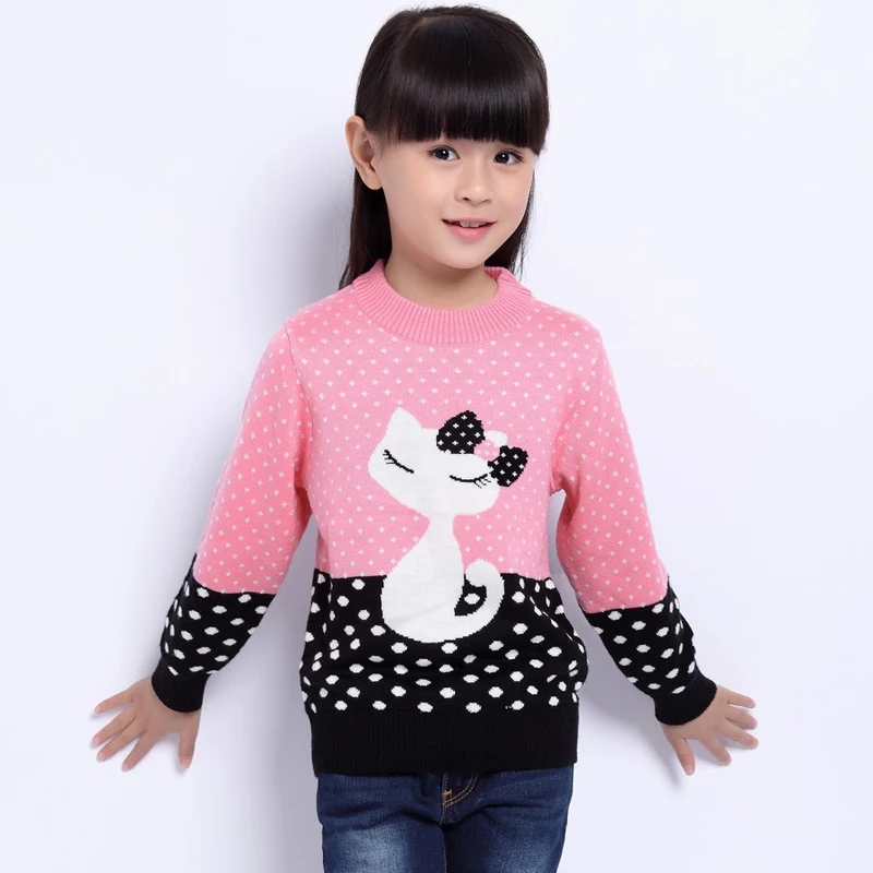 New 2018 Children's Sweater Spring Autumn Girls Cardigan Kids O Neck