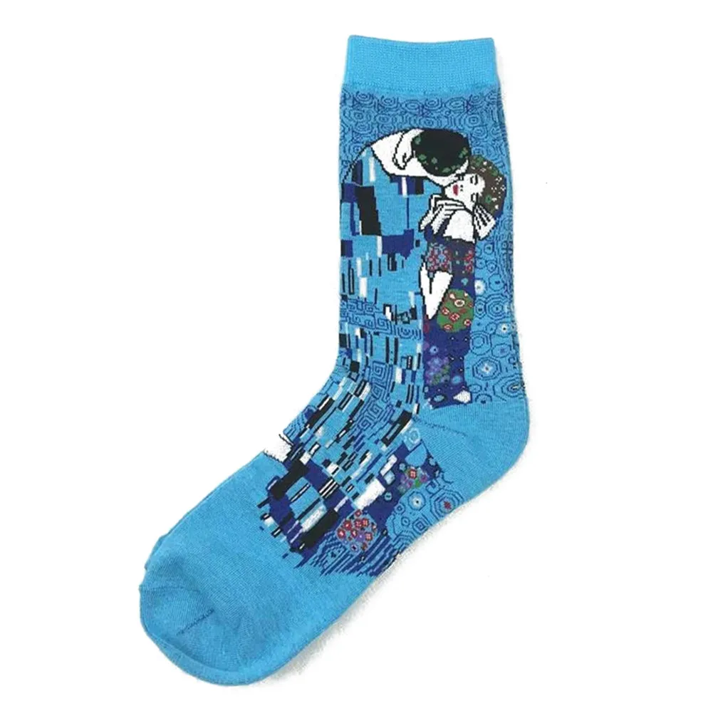 Женские Смешные носки Харадзюку персональное искусство всемирно известная серия масляной живописи печатные хлопчатобумажные мужские носки 25 цветов