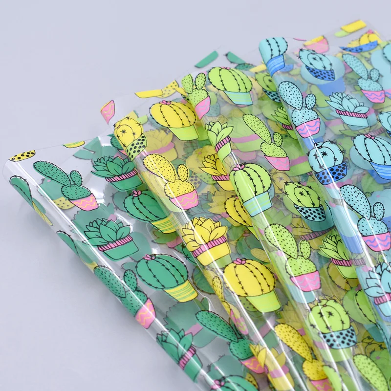 

21x29cm A4 PVC Leather Fabric Sheets Transparent Cactus Printed Fabric DIY Decorative Handmade Materials