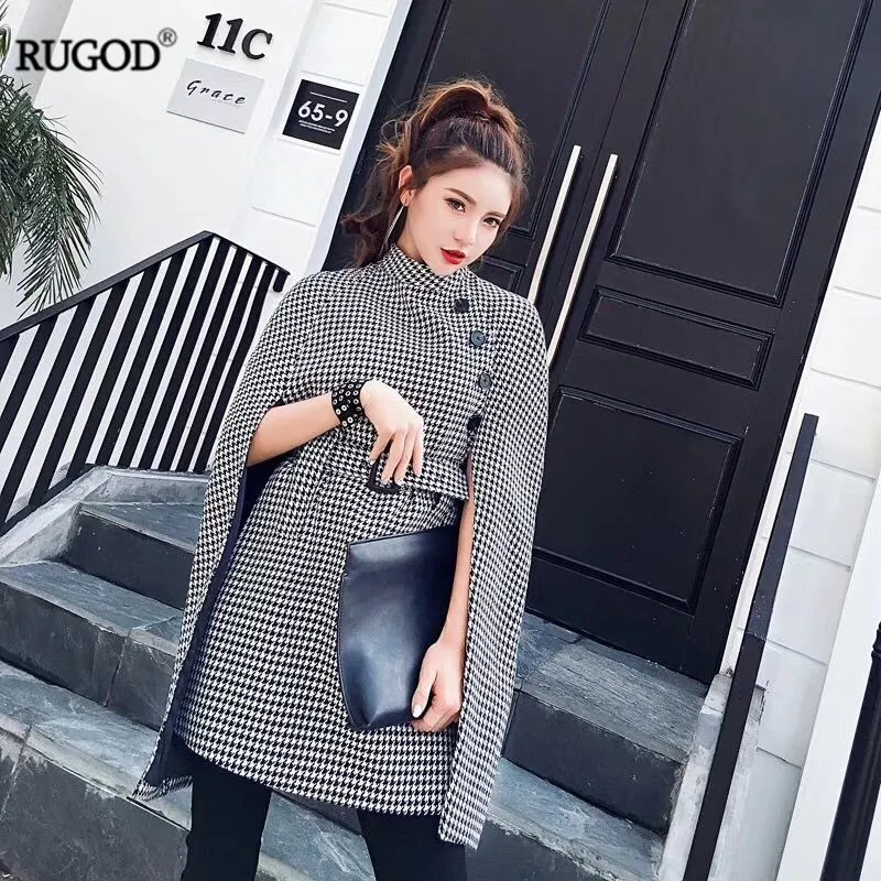 

Rugod 2021 Women New Autumn Long Trench Coat Global Fashion Plaid Knitted Windbreaker Female Long Belt Tunic Coat Femme Overcoat