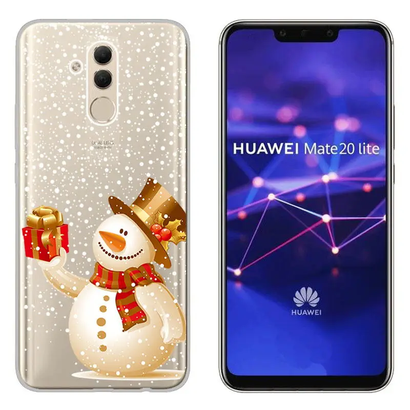 sFor Huawei Mate 20 lite Christmas Case Cover With Santa Claus Deer Patterned Phone Coque Cover For Huawei P8 Lite 2017 Honor 8X (13)