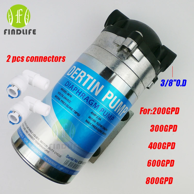 Water Filter Parts Water Filtration Booster Pump with 2pcs Connector For 400 GPD 600GPD Water purifier Reverse Osmosis machine Water Filter Parts Water Filtration Booster Pump with 2pcs Connector For 400 GPD 600GPD Water purifier Reverse Osmosis machine
