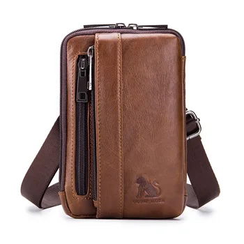 

Men's leather Waist Pack cow leather purse 4.5 5 6.5 inch mobile phone bag