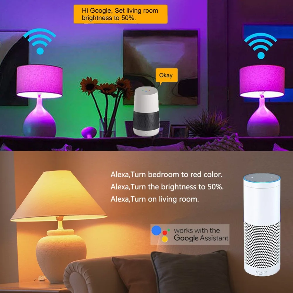 Asafee Magic Home Wifi смарт-лампы в виде светодиодный светильник E27 RGB 4,5 Вт 7 Вт умный Светильник лампы 220v 110v Совместимость с Alexa Google Home