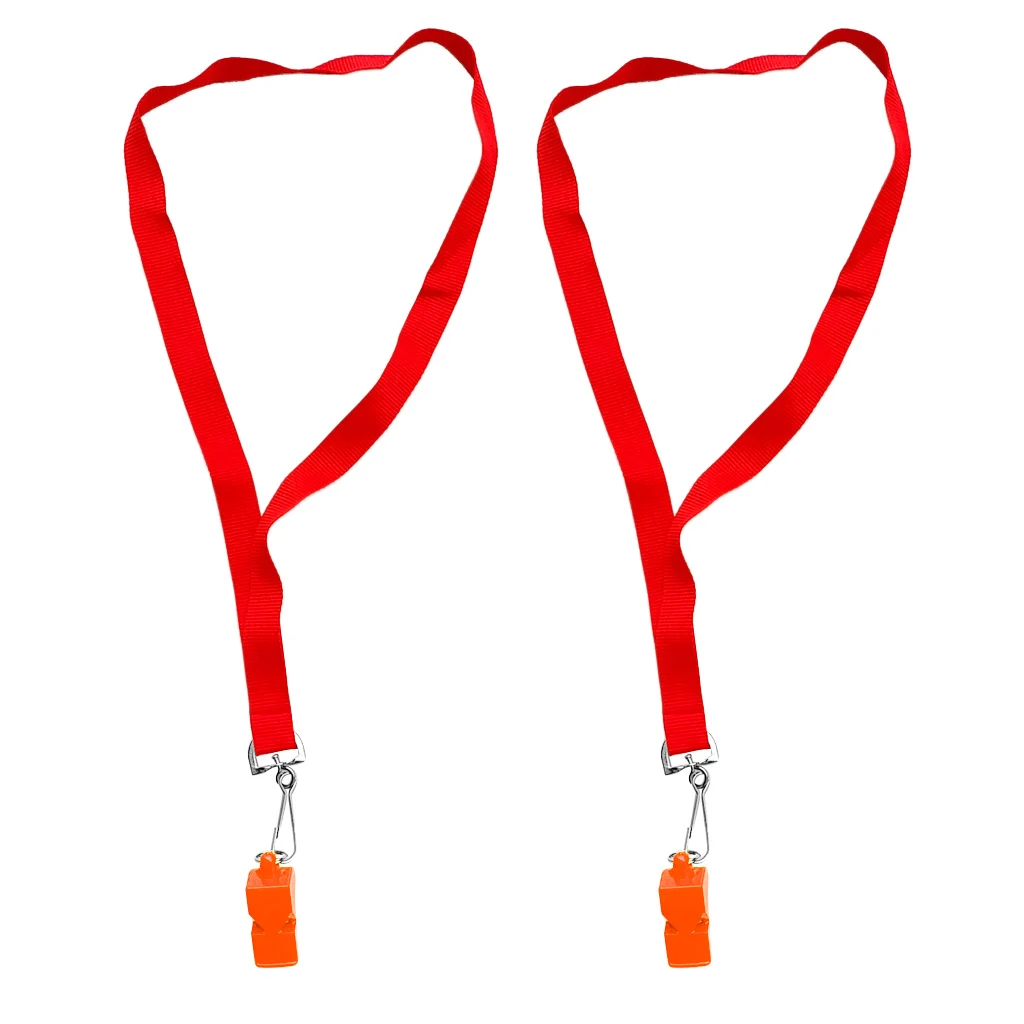 2 x Kayaking Boat Camping HikingPlastic Loud Safety Emergency Survival Whistle Lifeguard Rescue Signaling Whistle Lanyard 23'' 