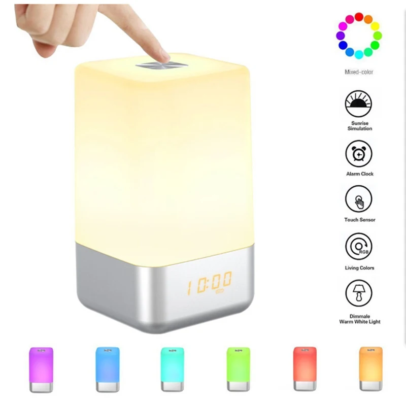 Wake up Light Alarm Clock Sunrise Bedside Sleep Therapy Lamp Touch