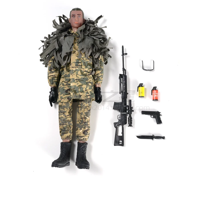 

1:6 28cm Soldiers 11" Joint Movable Action Figure Send Weapon Sniper Rifle Camouflage Chothes Finished Goods Figures Gift Toy