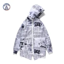 Mr.1991INC Для мужчин, куртка с капюшоном свободные ветровка на молнии пальто 3d печати газета забавные в стиле «хип-хоп» Верхняя одежда без рукавов для мальчиков