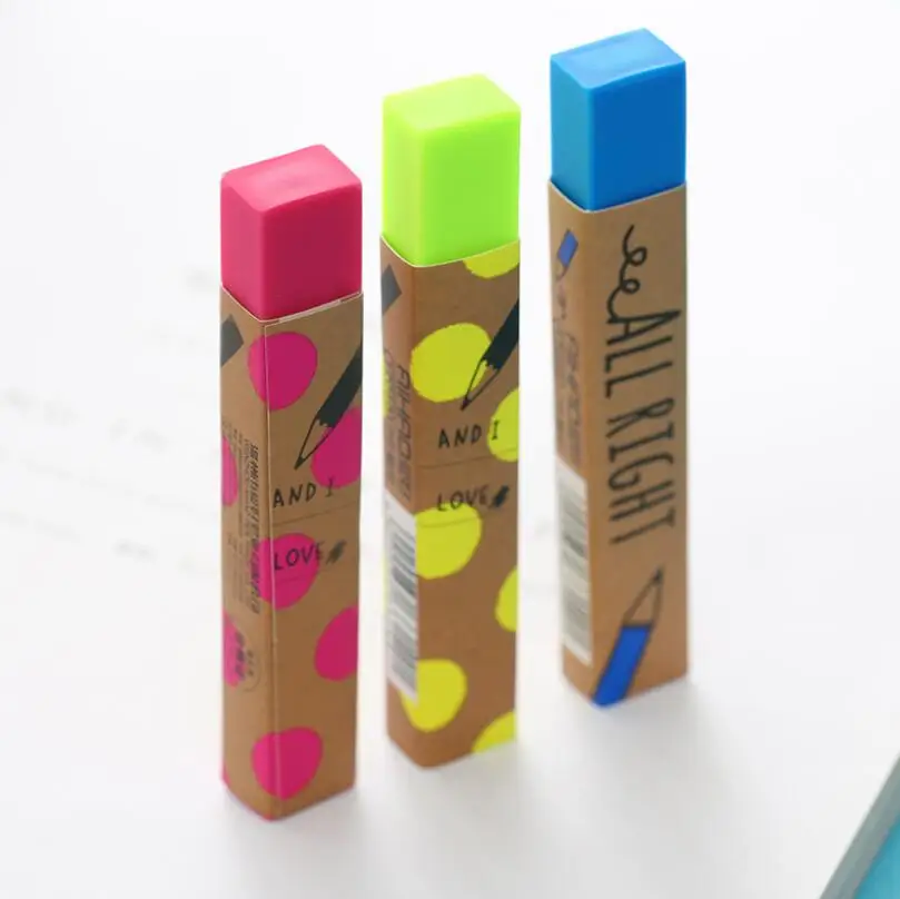 Sale 500pcs/lot Creative Stationery Supplies Kawaii Cartoon Pencil Erasers for Office School Kids Prize Writing Drawing Student Gift 9