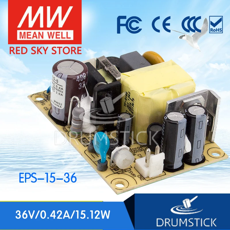

Redsky [free-delivery 5Pcs] MEAN WELL original EPS-15-36 36V 0.42A meanwell EPS-15 15.12W Single Output Switching Power Supply