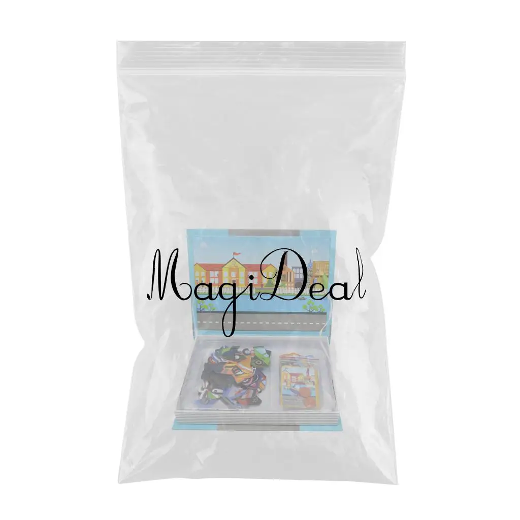 77Pcs/ Set Magnetic Puzzles Book Educational Drawing Toys 3D Vehicle Matching Jigsaw for Baby Toddlers Cognition Developmental