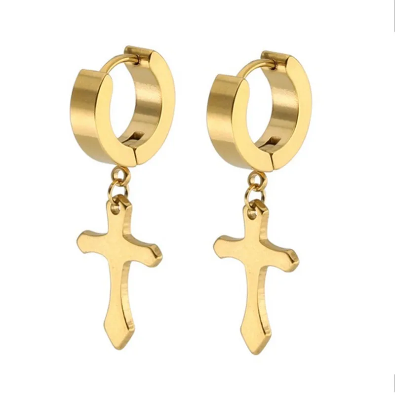 2018 Stainless Steel Hoop Earrings Circle Gold Large Cross 2018 Stainless Steel Hoop Earrings Circle Gold Large Cross Earring Personality Black Sliver For Woman Harajuku In From Jewelry