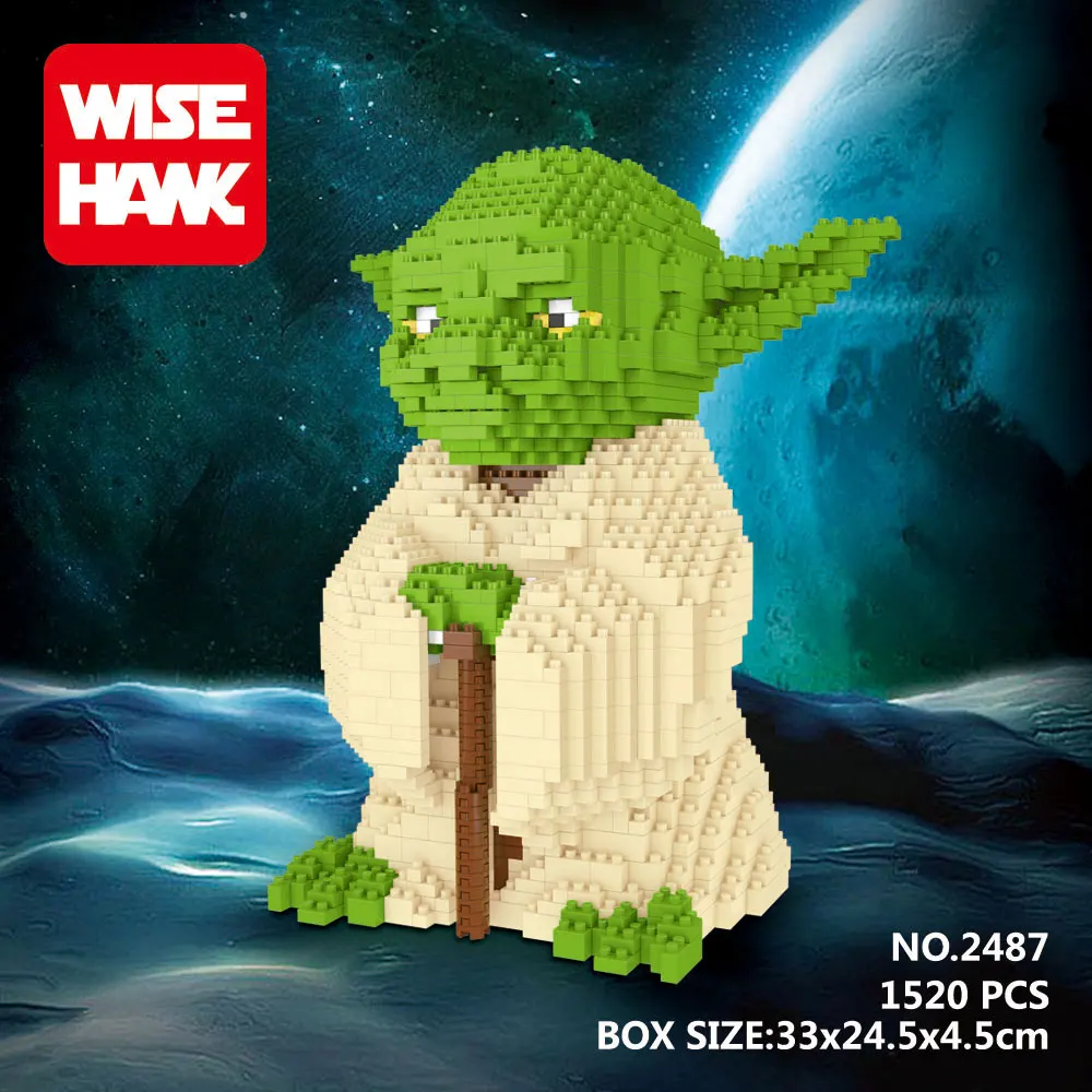 Wisehawk Yoda, большие размеры, фигурки американского аниме, 1520 шт., строительные блоки, сборная модель DIY, кирпичи, миниблоки, подарки, игрушки для детей