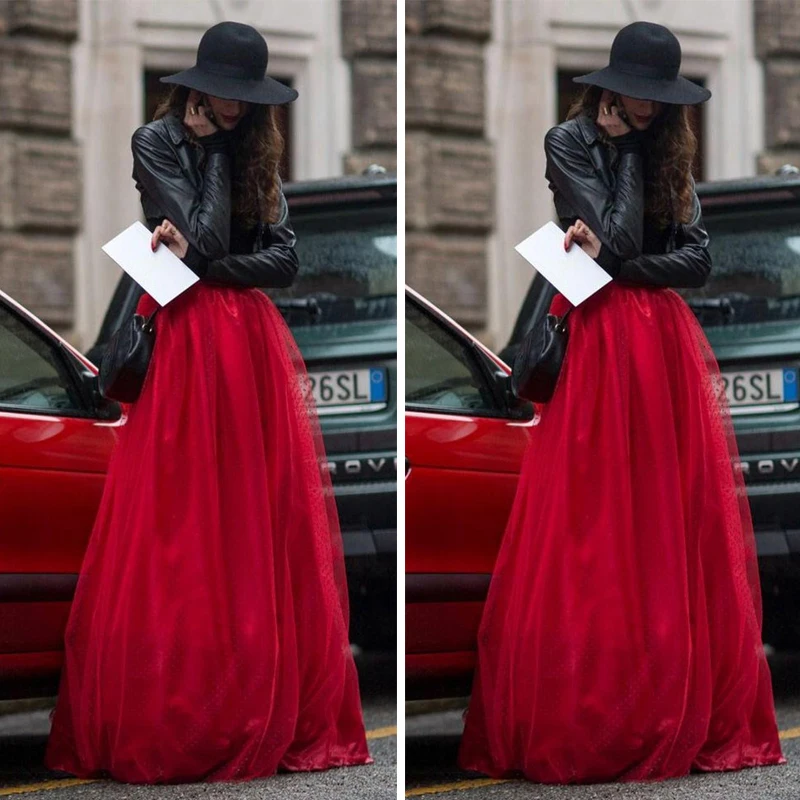 Grande De Vintage Adulto Hinchados Faldas Más Tul Nueva Talla Llegada Línea Tutú Brillantes Larga Una Para Con Niveles Falda Mujer Rojo Hada pwERqAE