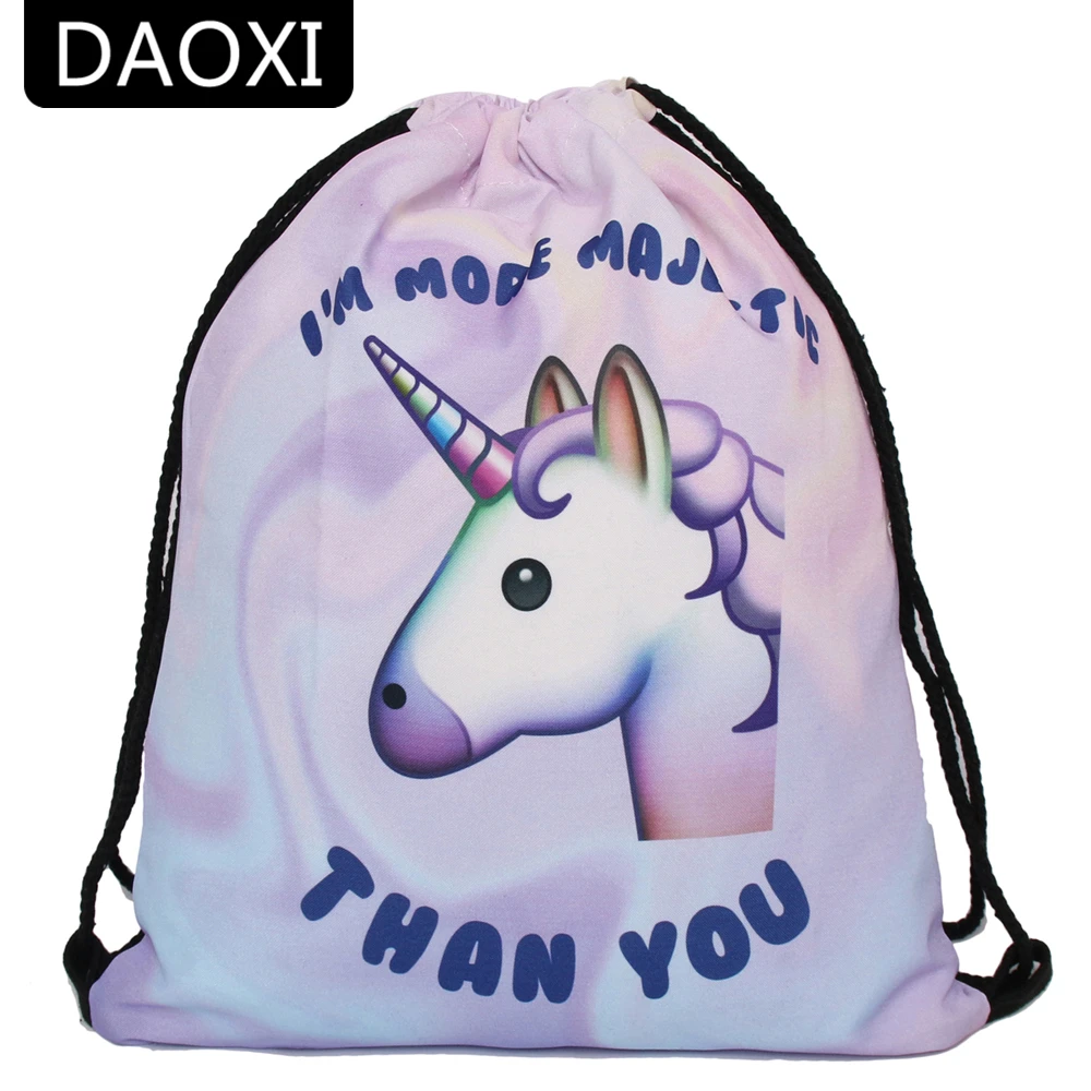 DAOXI Для женщин Мода 3D печати Emoji Drawstring сумка унисекс для путешествия школьные рюкзаки