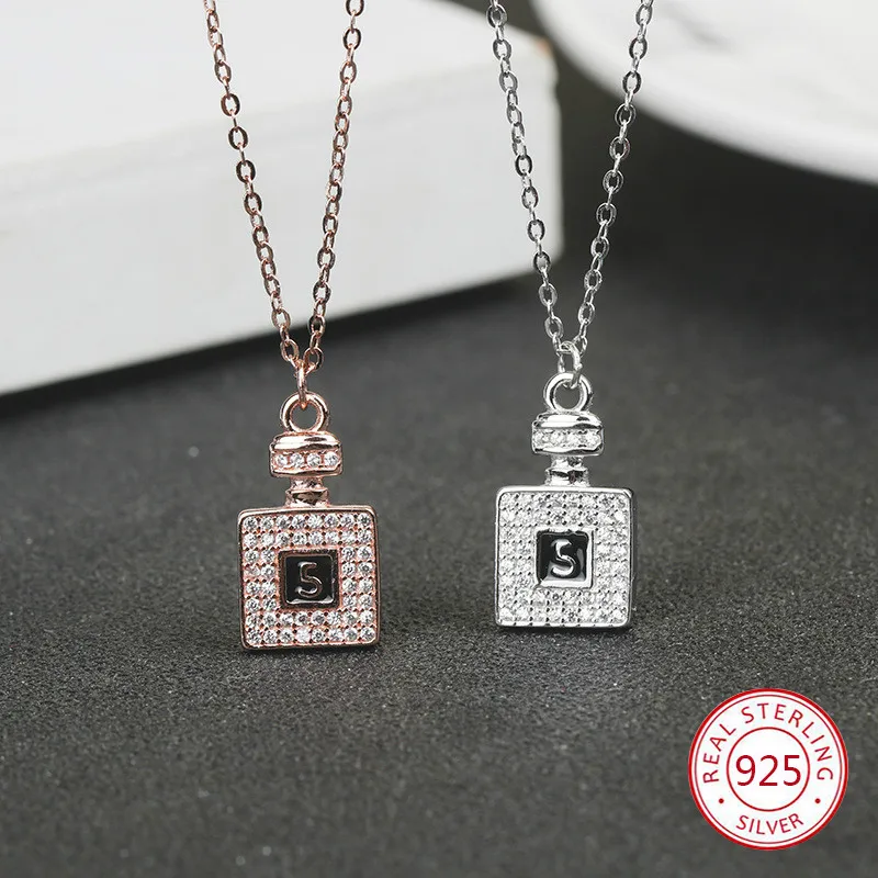 

S925 sterling silver female pendant necklace perfume bottle styling personality creative clavicle chain jewelry 2019 new hot