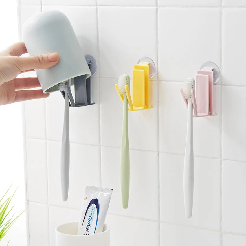 

1pcs Punch-free Sucker wall-mounted toothbrush holder for household lovers mug wash set toothbrush rack tooth cup dental box