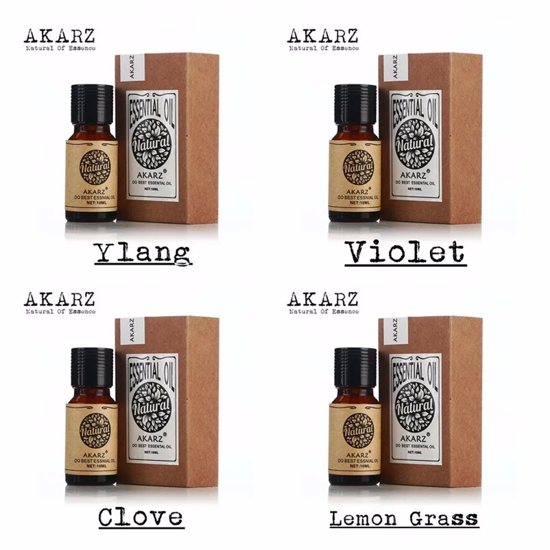 AKARZ известный бренд Ylang фиолетовый Гвоздика Лимонная трава масла пакет для ароматерапии массаж спа ванна 4 шт./лот