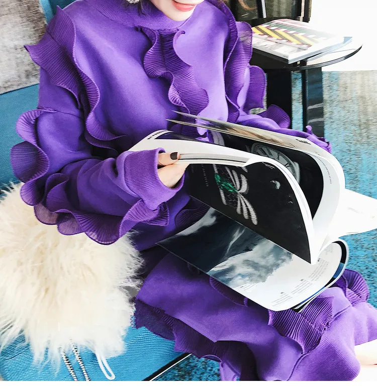Ww 2783 Femmes Mode 2018 Vague Casual Ruches Streetwear Automne Whitney Wang Hiver Robe gPnqxRT